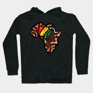 Africa Map, African Woman, Rasta Colors Hoodie